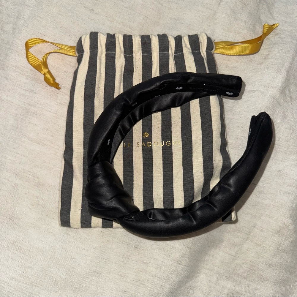 Lele Sadoughi Black faux leather headband